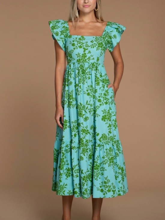 Olivia James Dresses & Skirts - Olivia James The Label Brooke Dress – XS – Cottage Vine Blue & Green – Like New